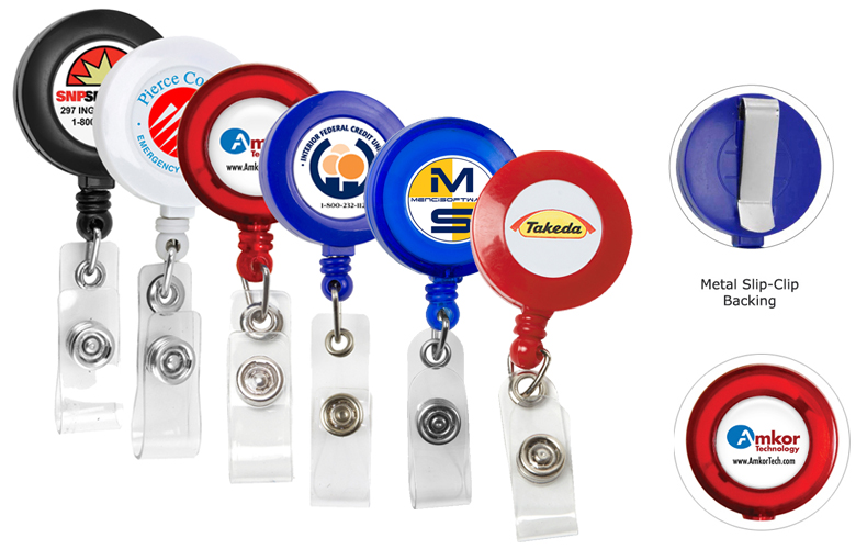Cord Round Retractable Badge Reel and Badge Holder with Metal Slip Clip Attachment Cord Round Retractable Badge Reel and Badge Holder with Metal Slip Clip Attachment